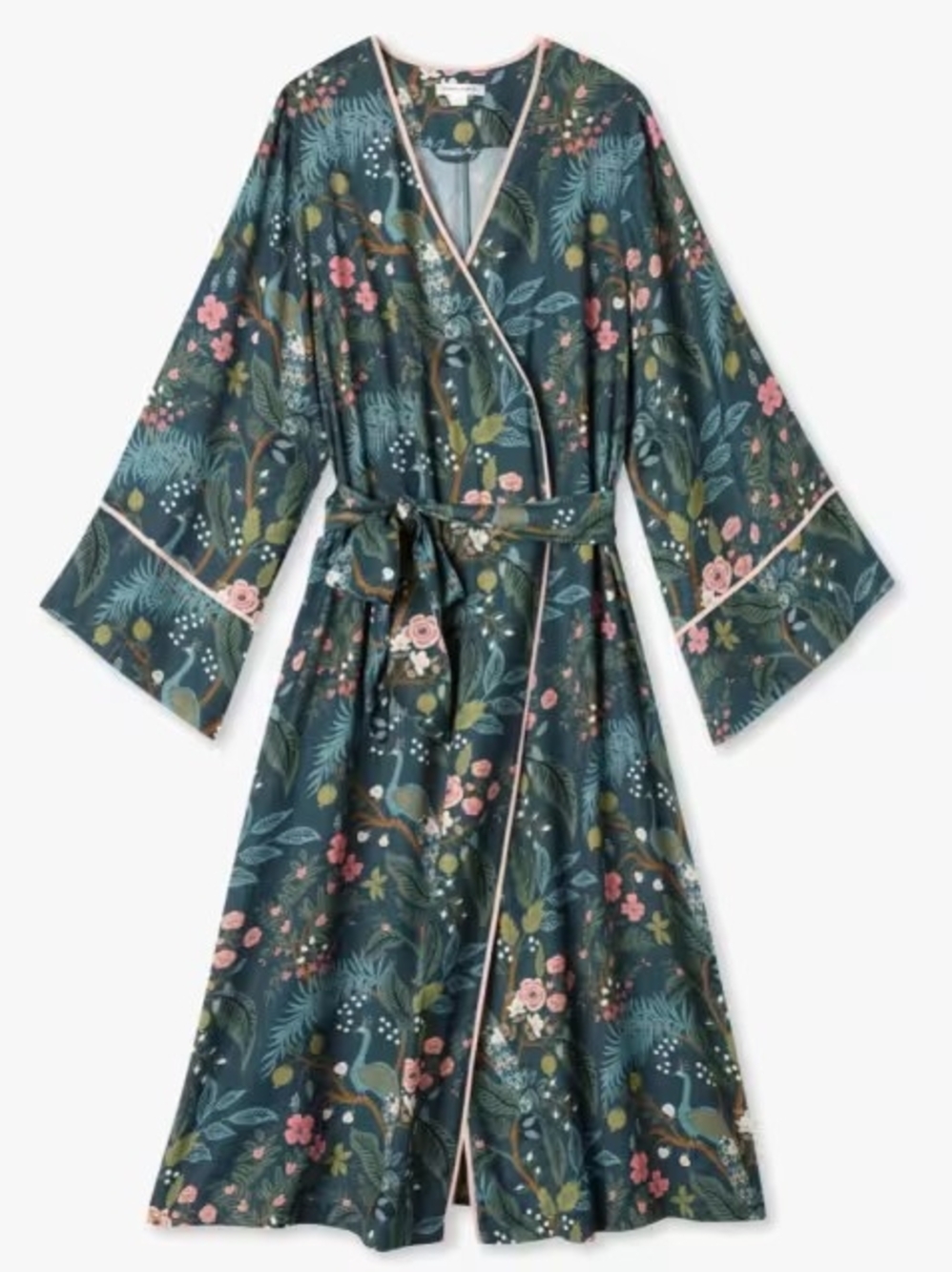 Summersalt x Rifle Paper Co The Cloud 9 Silky Midi Robe - Emerald Peacock XS